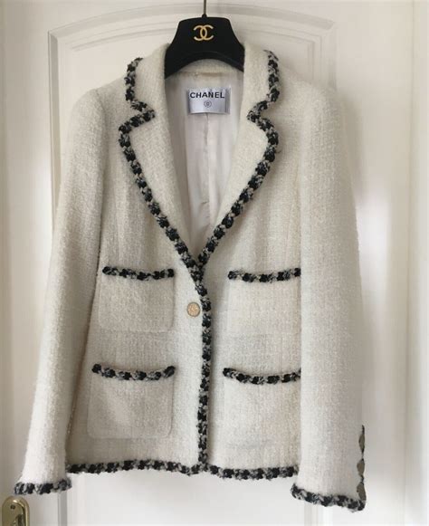 chanel white jacket|Chanel white tweed jacket.